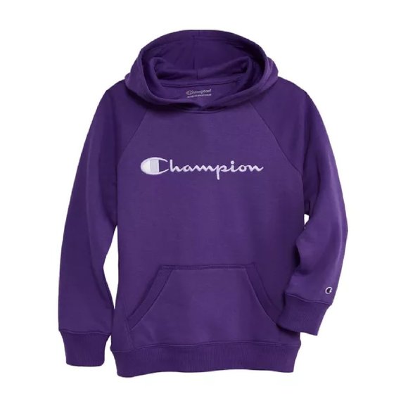 warm NEW Sz SMALL Champion Girls 7-16 Raglan Graphic Hoodie Sweatshirt in PURPLE - Picture 1 of 5